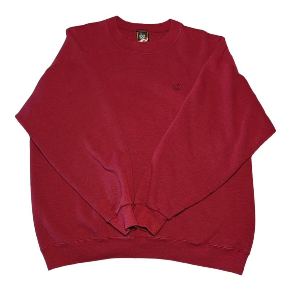 VTG USA Olympic Brand Maroon Long Sleeve Sweater Crew Neck Made in USA XL